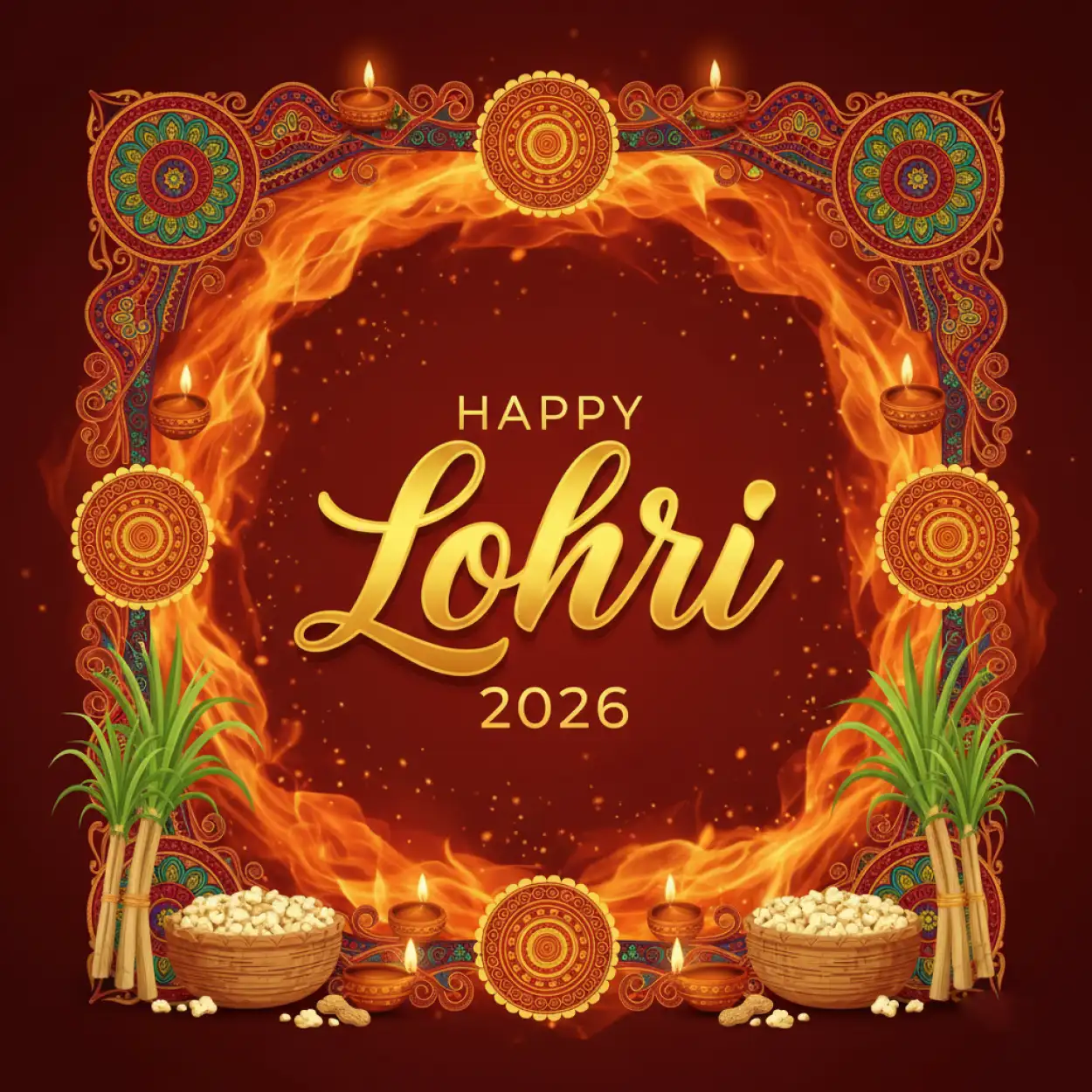happy lohri 2026 greetings luxury card