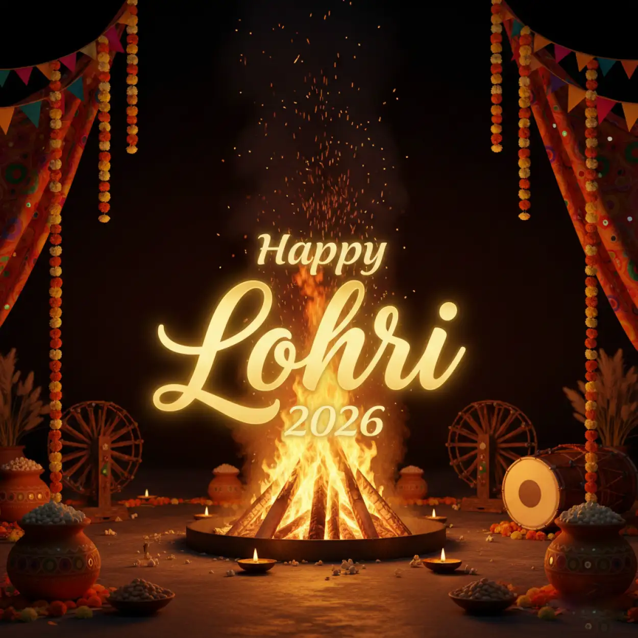 happy lohri 2026 greetings punjabi calligraphy