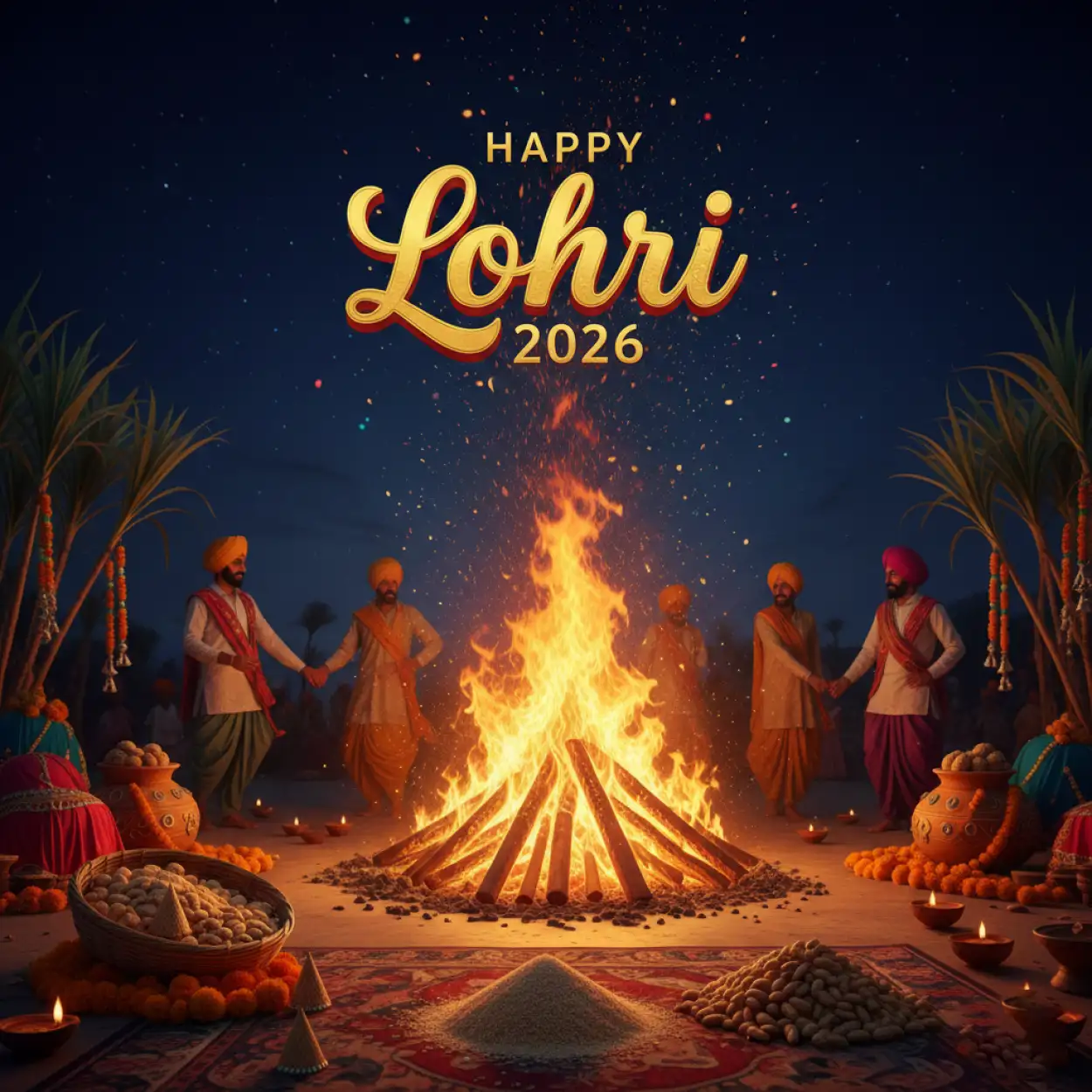 Free Download Happy Lohri 2026 Wishes Instagram Post - High Quality Happy Lohri 2026 Wishes Background