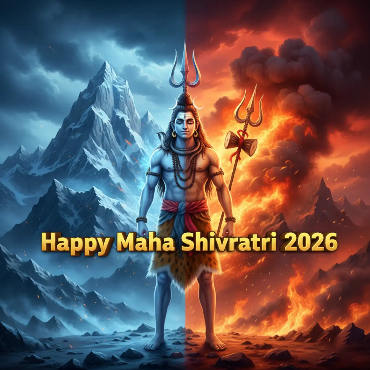 Free Download Happy Maha Shivratri 2026 Facebook Greeting Card With Lord Shiva - High Quality Happy Maha Shivratri 2026 Facebook Post Background
