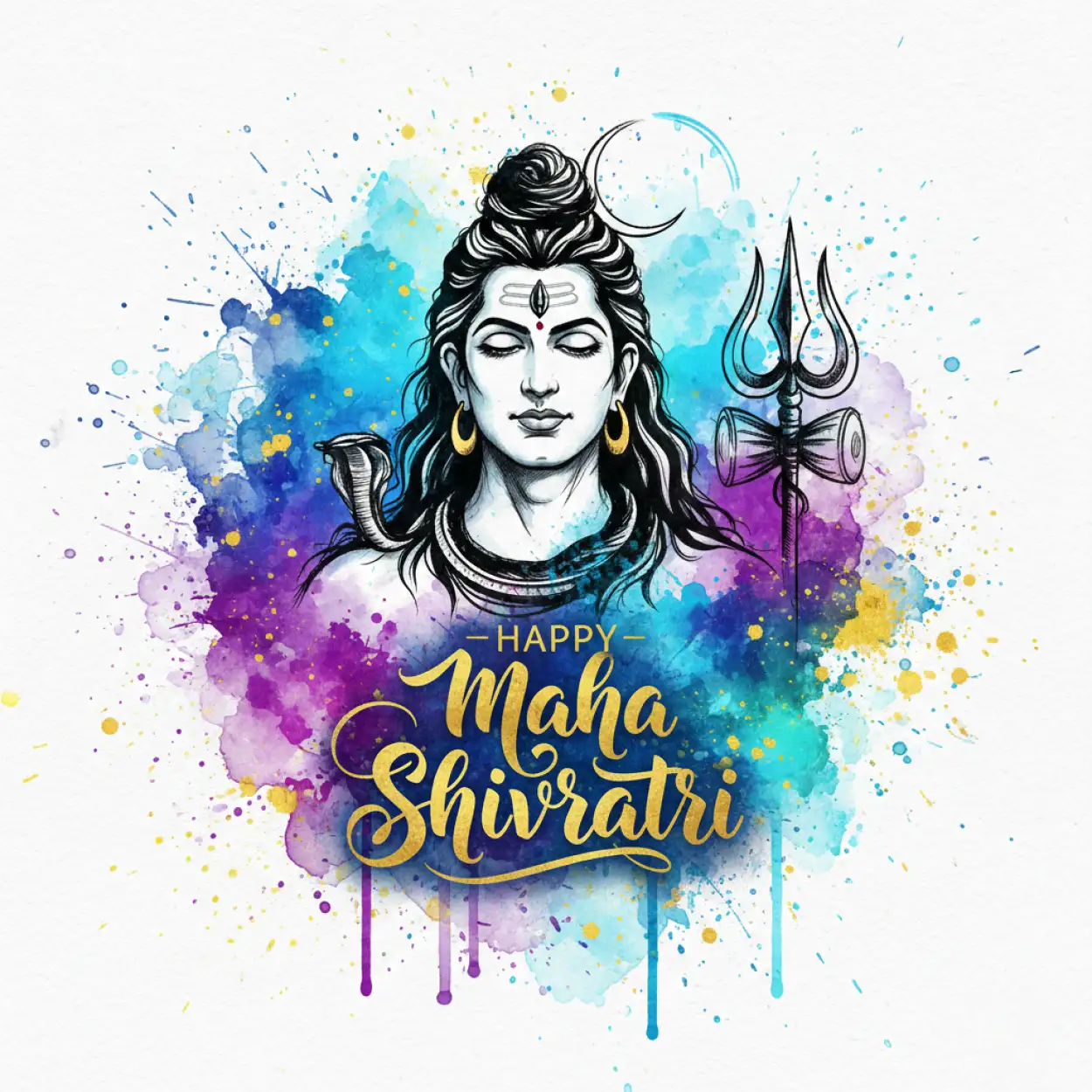 Free Download Happy Maha Shivratri Stylish Calligraphy Text Images Hd Download - High Quality Happy Maha Shivratri Background