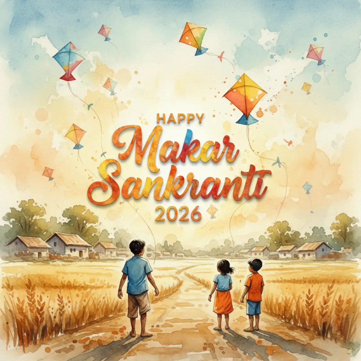 happy makar sankranti 2026 colorful kites background