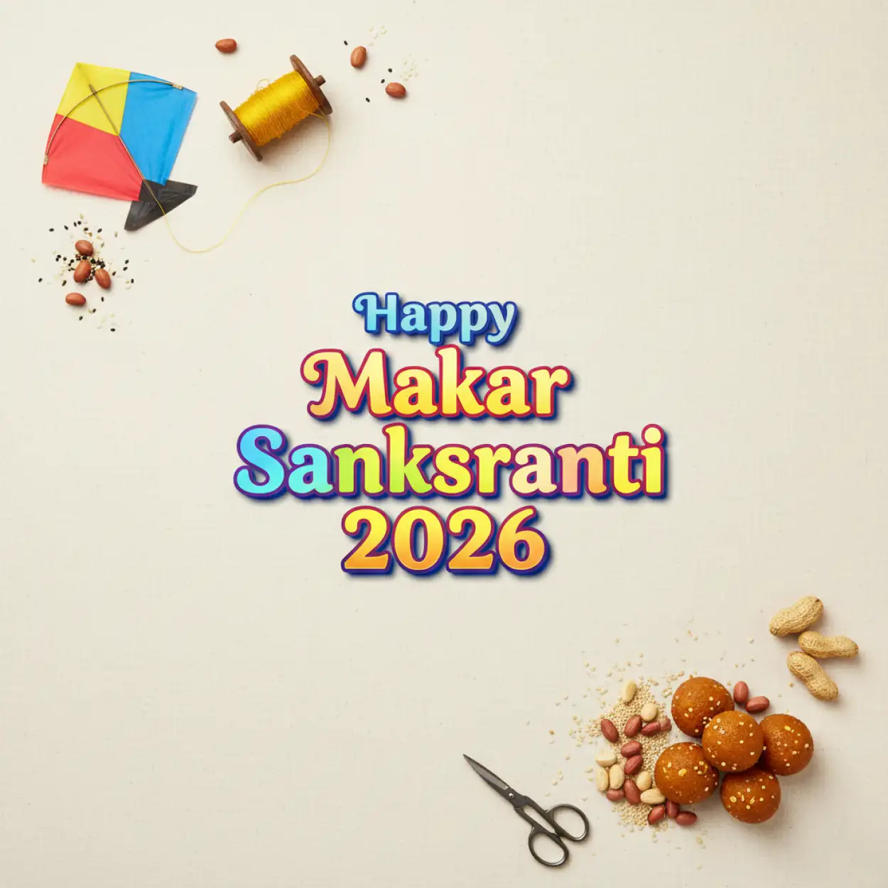 happy makar sankranti 2026 modern typography greeting card