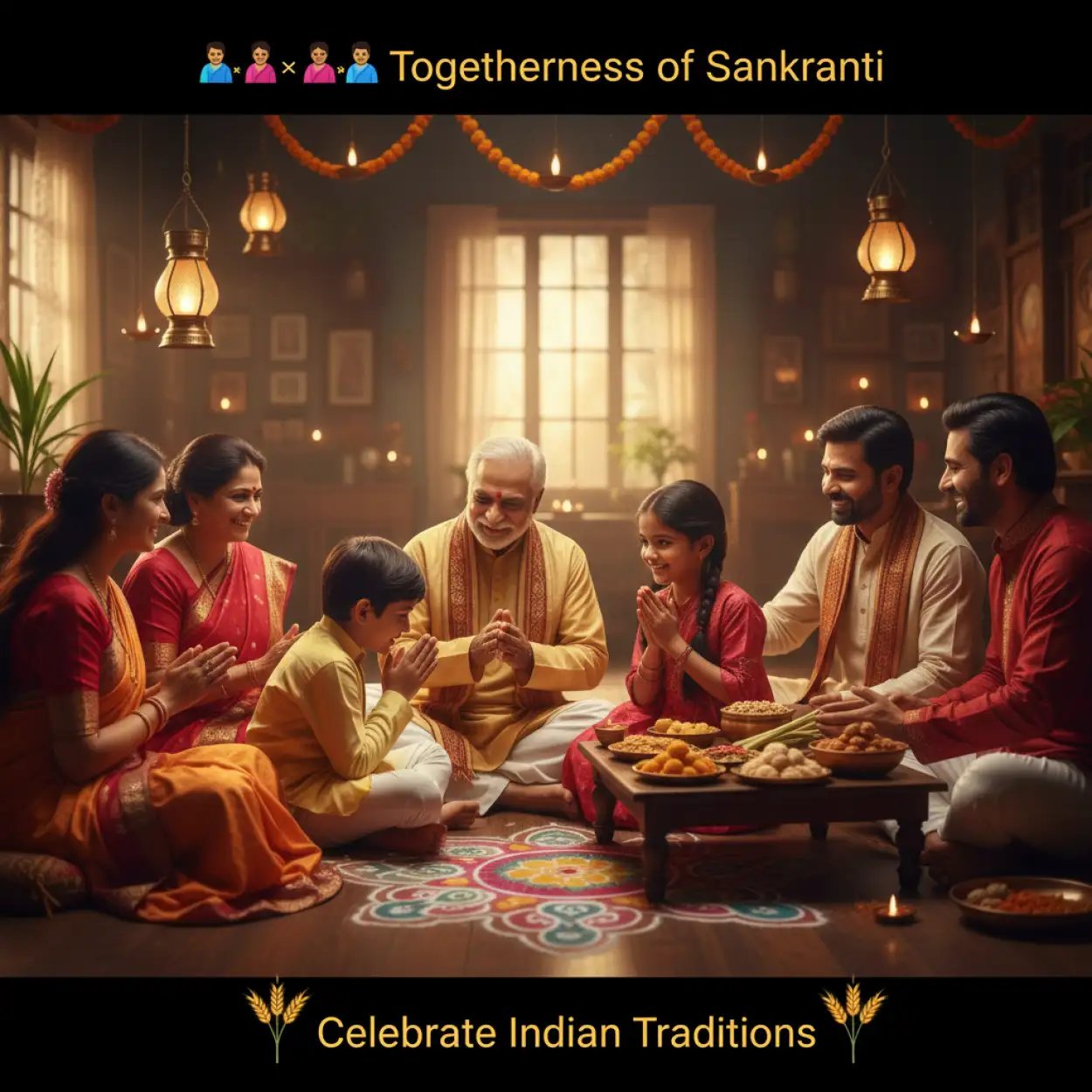 happy makar sankranti 2026 village background