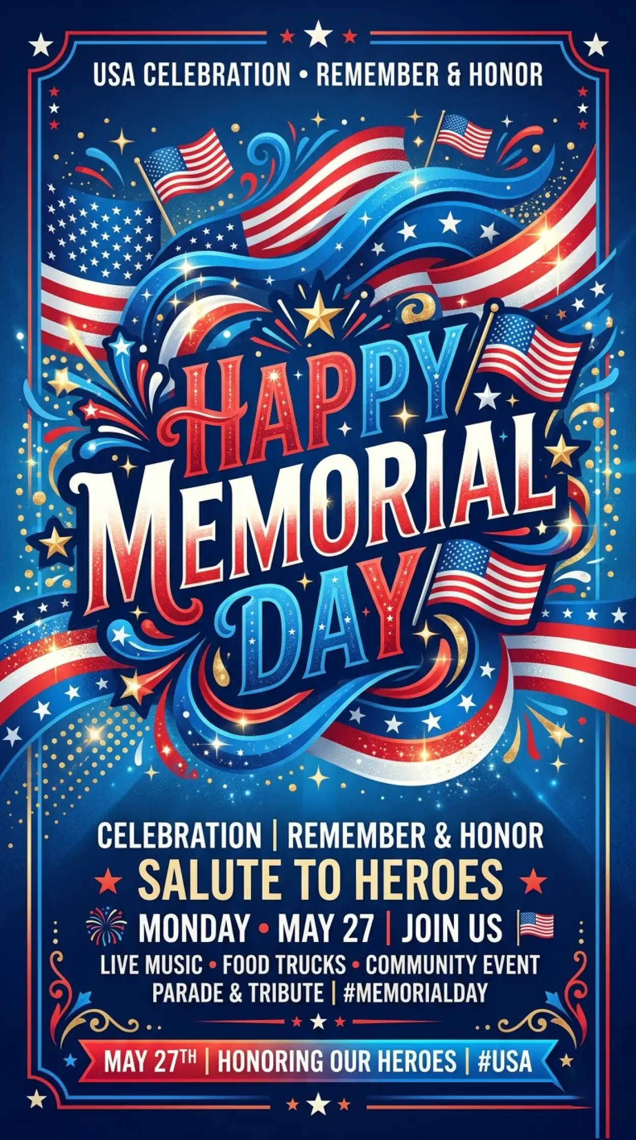 Free Download Happy Memorial Day 2026 Memorial Tribute Card Ideas - High Quality Happy Memorial Day 2026 Image