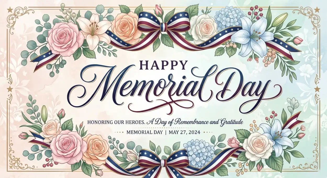 Free Download Happy Memorial Day 2026 Typography Design - High Quality Happy Memorial Day 2026 Image