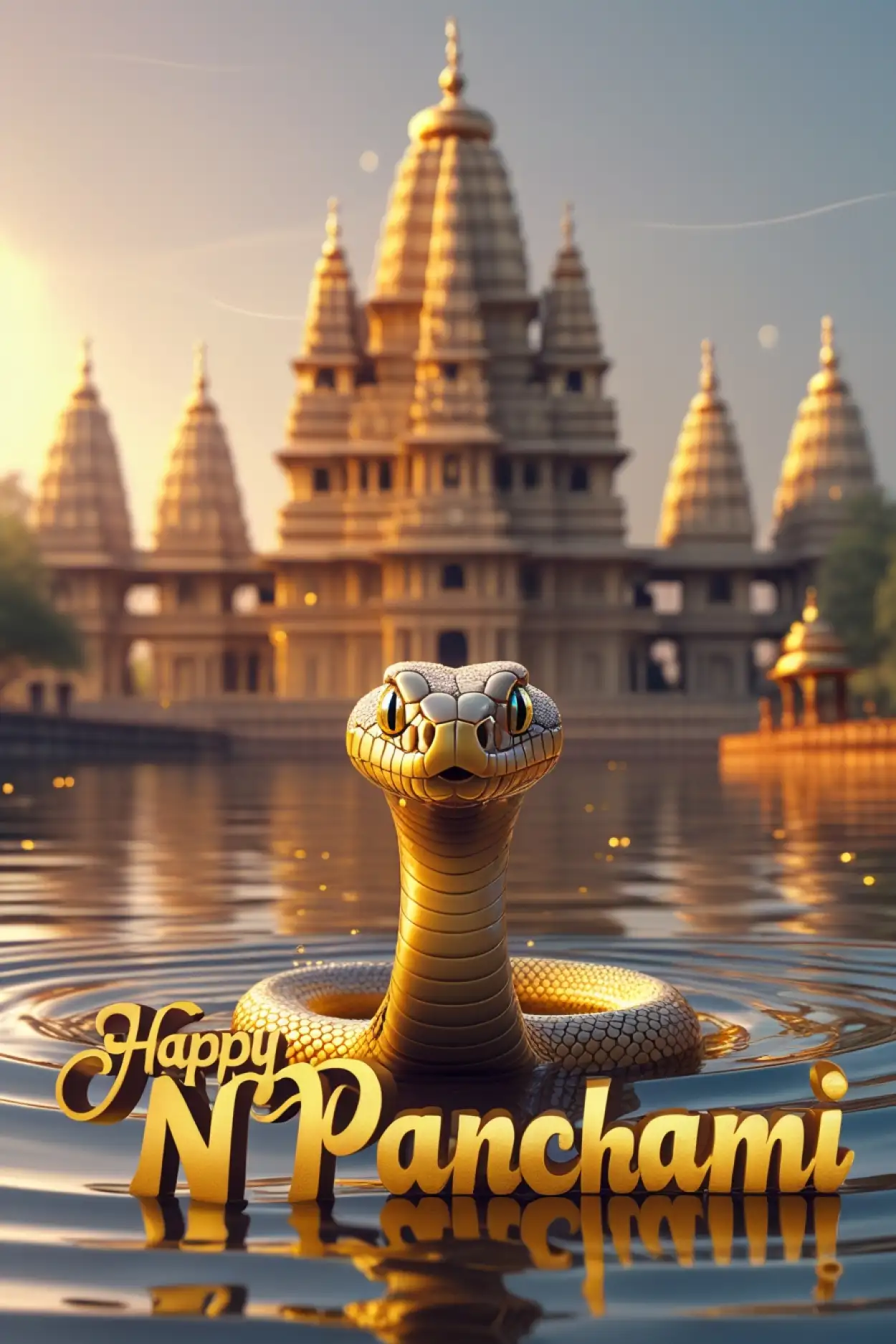 Happy Nag Panchami with temple background