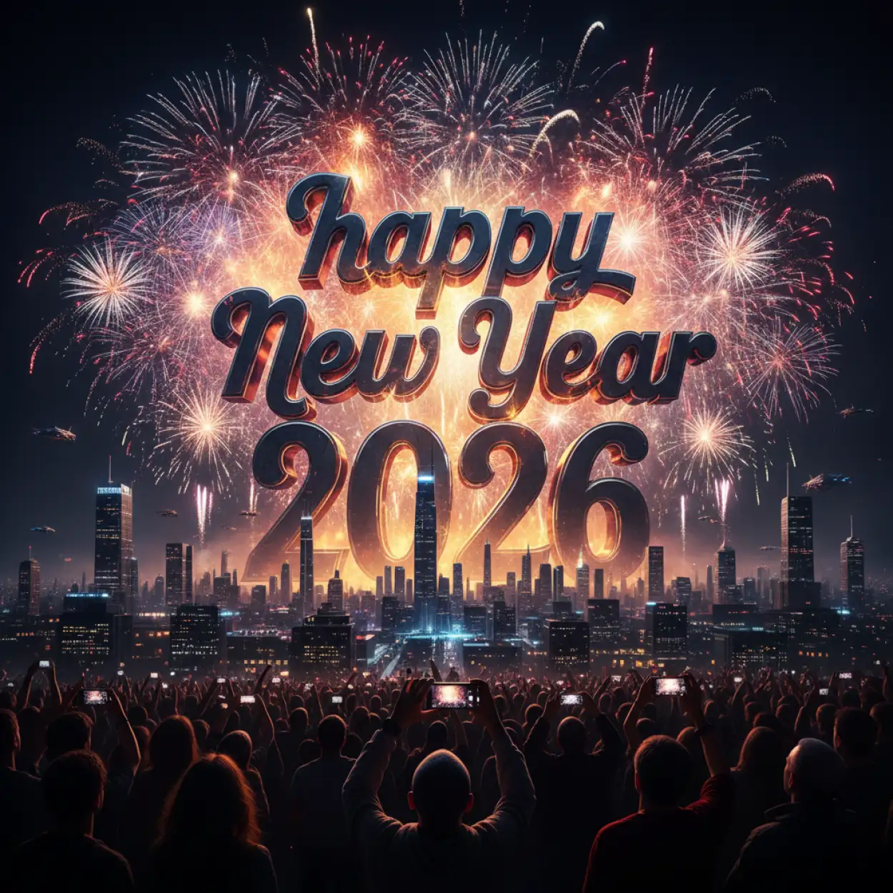 happy new year 2026 clock midnight background