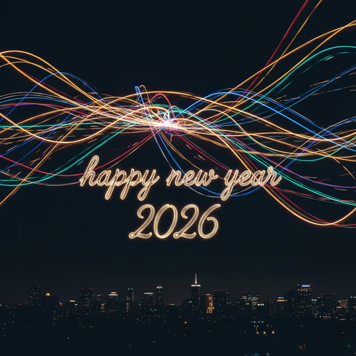 happy new year 2026 gold text background