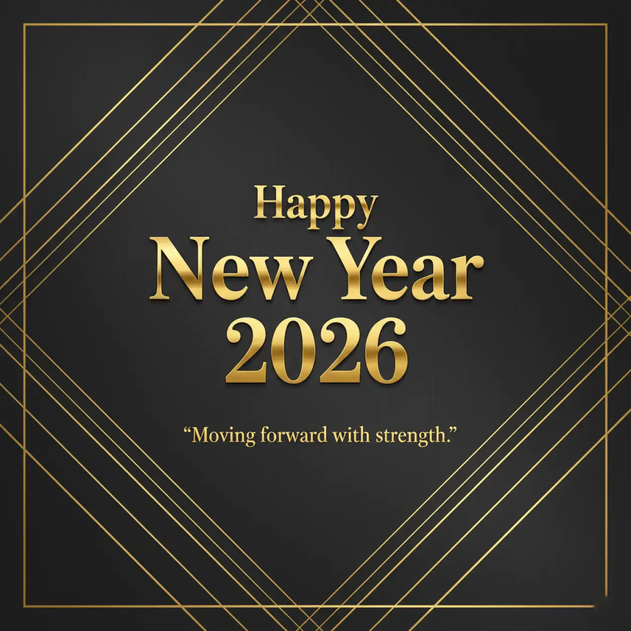 happy new year 2026 greeting card gold theme