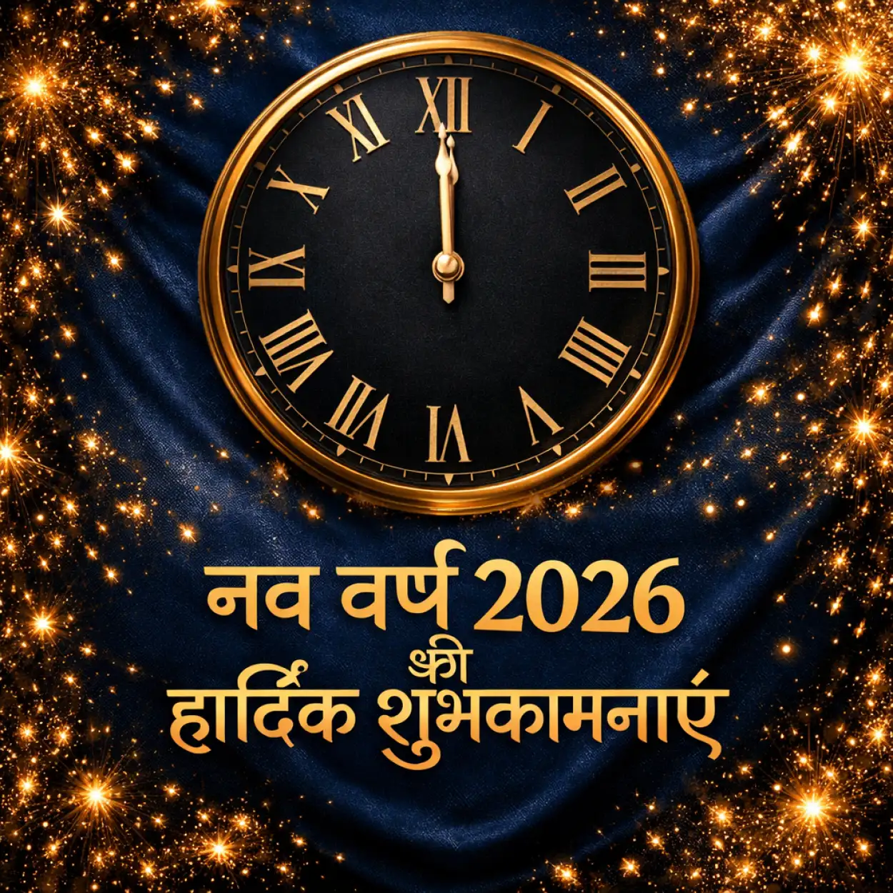 happy new year 2026 hindi calligraphy poster