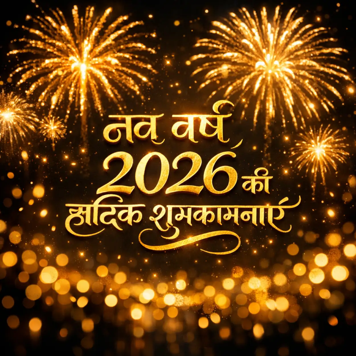 happy new year 2026 hindi calligraphy text