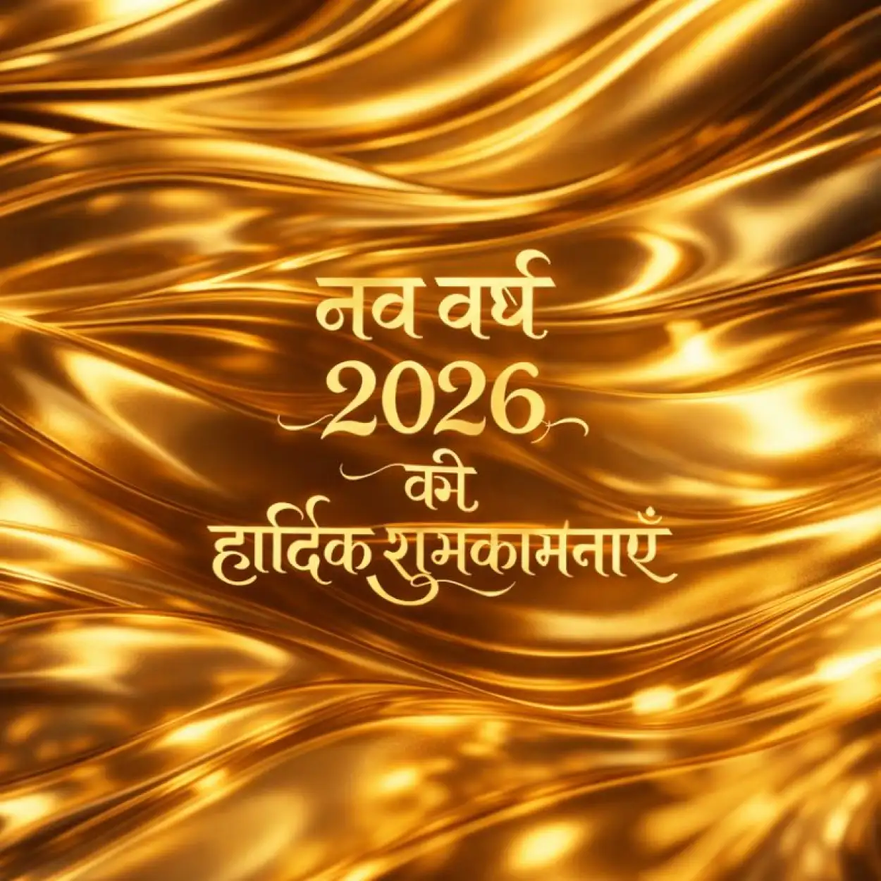 happy new year 2026 hindi golden text design