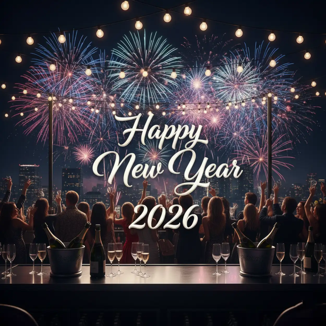 Free Download Happy New Year 2026 Night Sky Background - High Quality Happy New Year 2026 Background