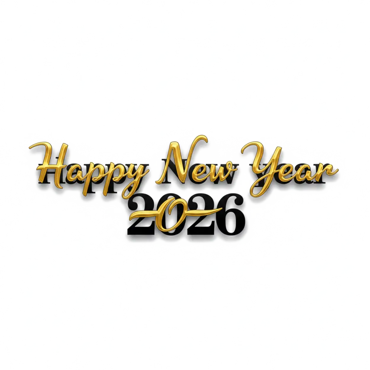 happy new year 2026 stylish font png