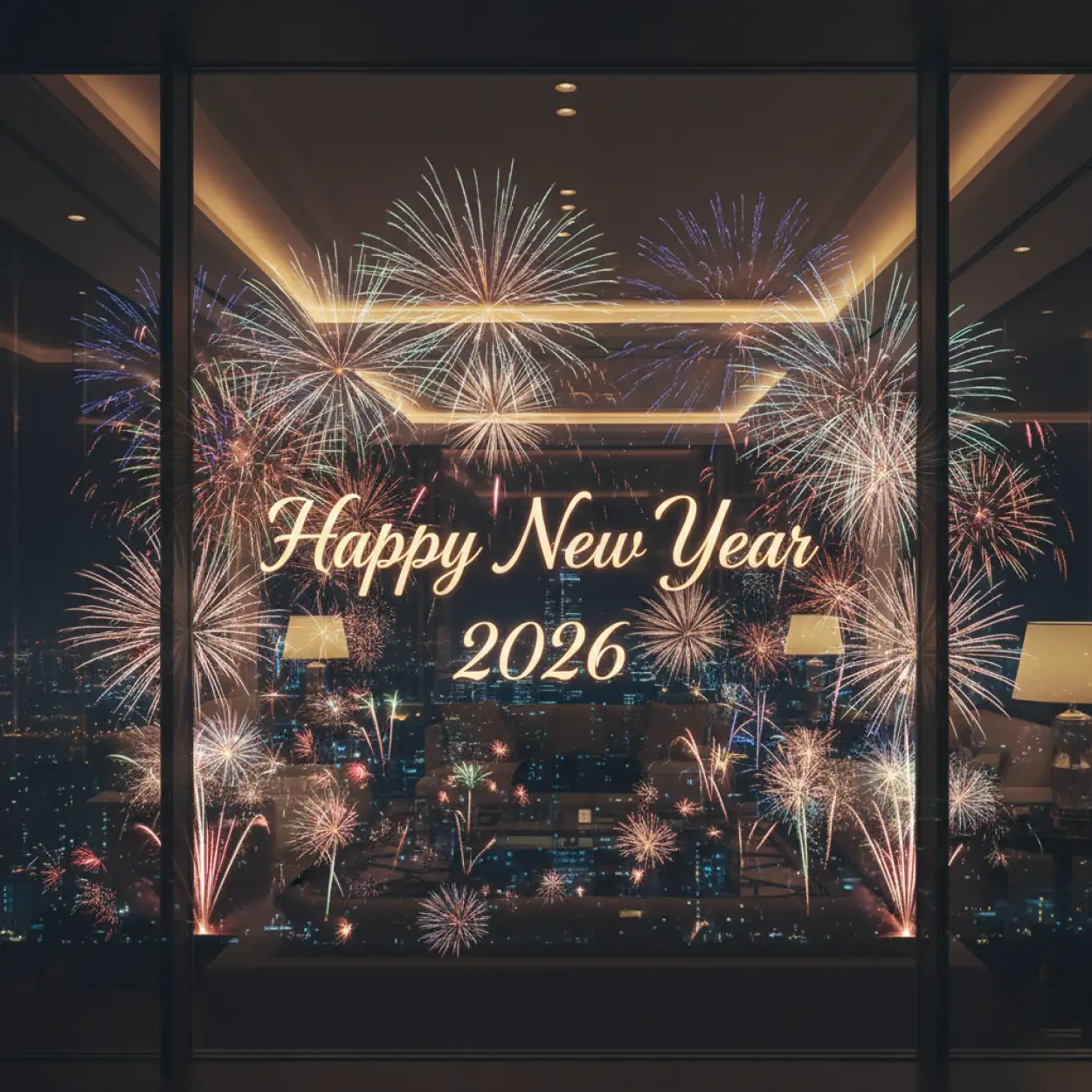 happy new year 2026 wishes with fireworks background