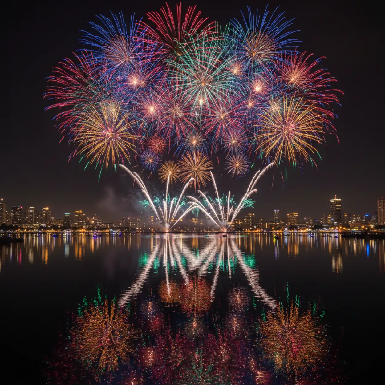 happy new year background bokeh lights