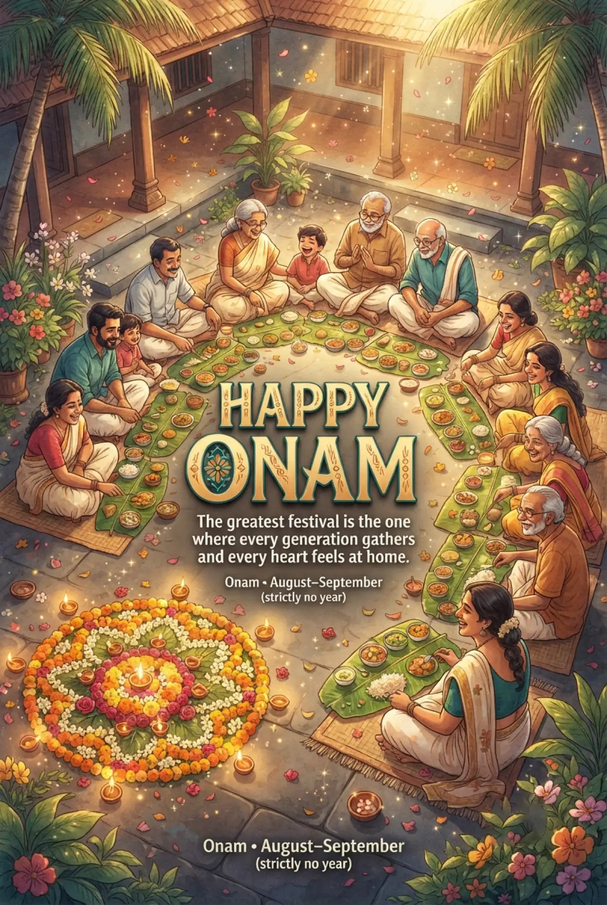 Free Download Happy Onam 2026 Greetings For Family - High Quality Happy Onam 2026 Image