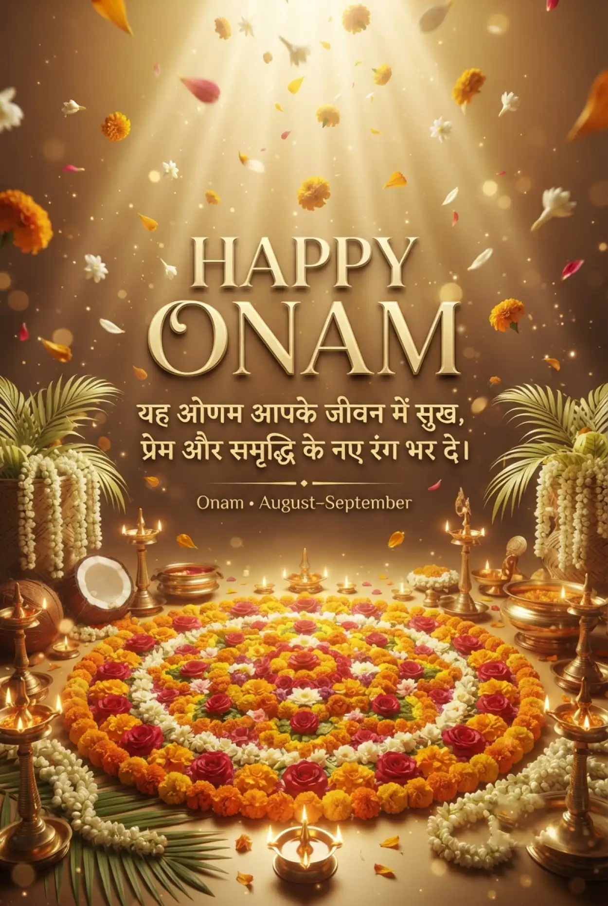 Free Download Happy Onam 2026 Hindi Wishes - High Quality Happy Onam 2026 Image