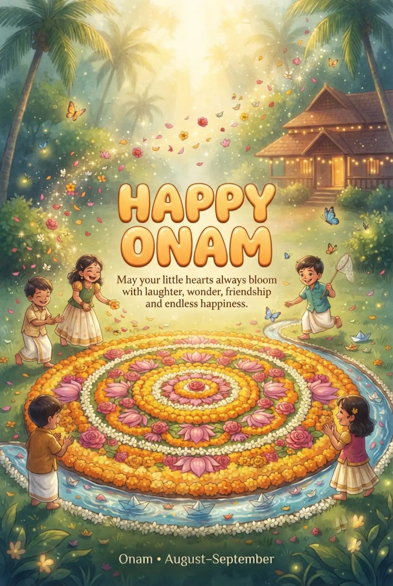 Free Download Happy Onam 2026 Kids Wishes And Greetings - High Quality Happy Onam 2026 Image