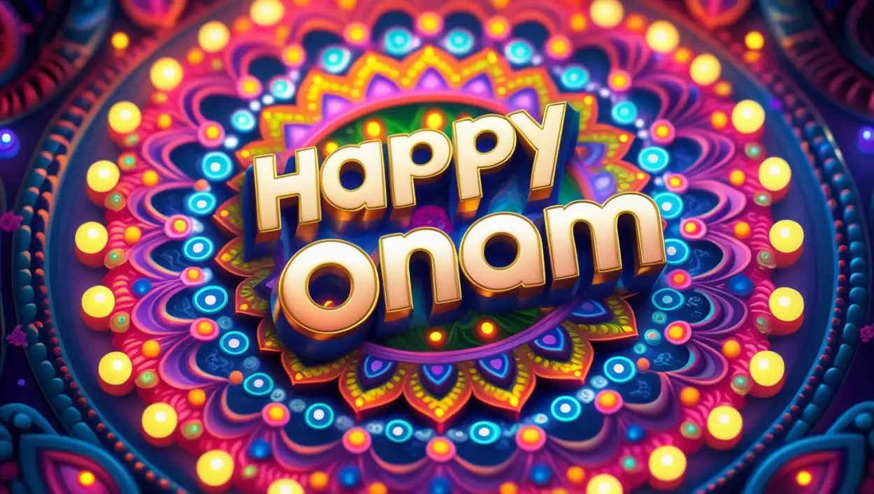 happy onam rangoli design with flowers