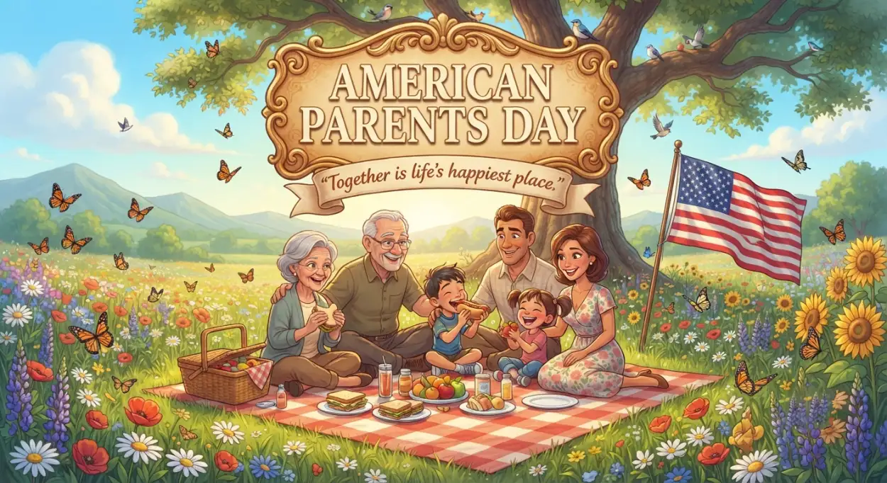 Free Download Happy Parents Day American Family Illustration - High Quality American Parents Day 2026 Image