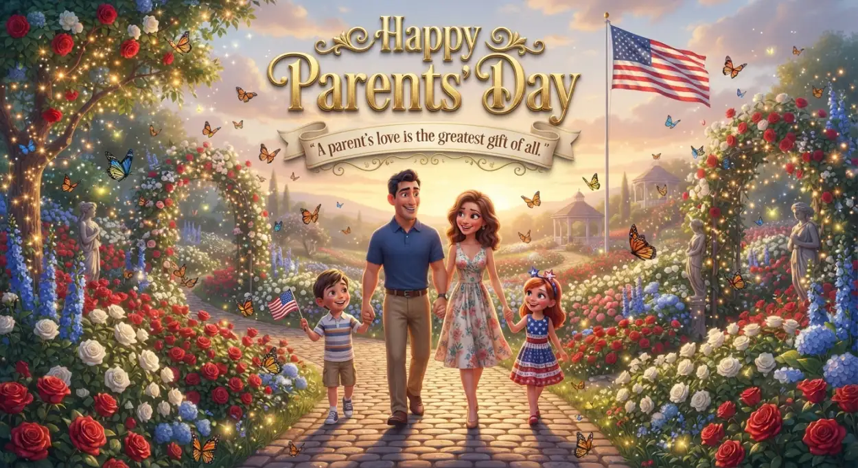Free Download Happy Parents Day Cute Cartoon Parents - High Quality American Parents Day 2026 Image