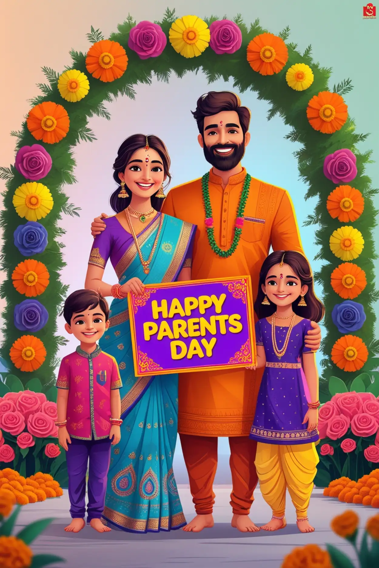happy parents day pic with heart frame