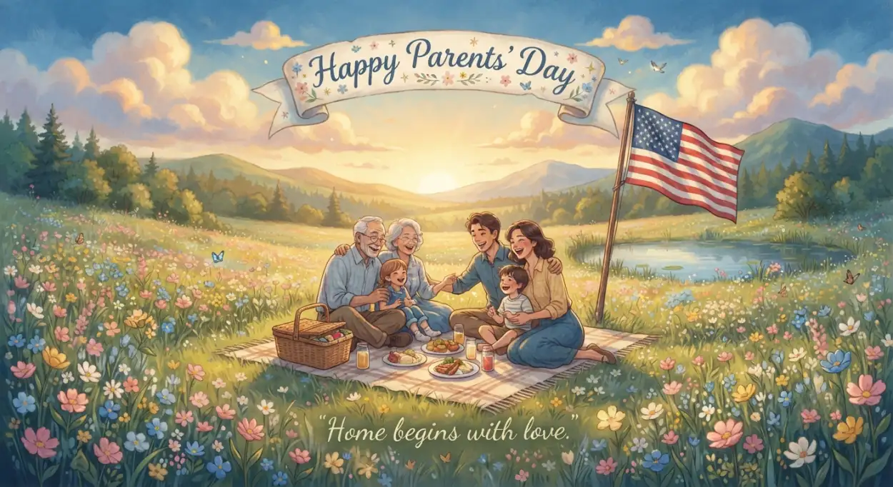Free Download Happy Parents Day Vibrant Patriotic Background - High Quality American Parents Day 2026 Background Image