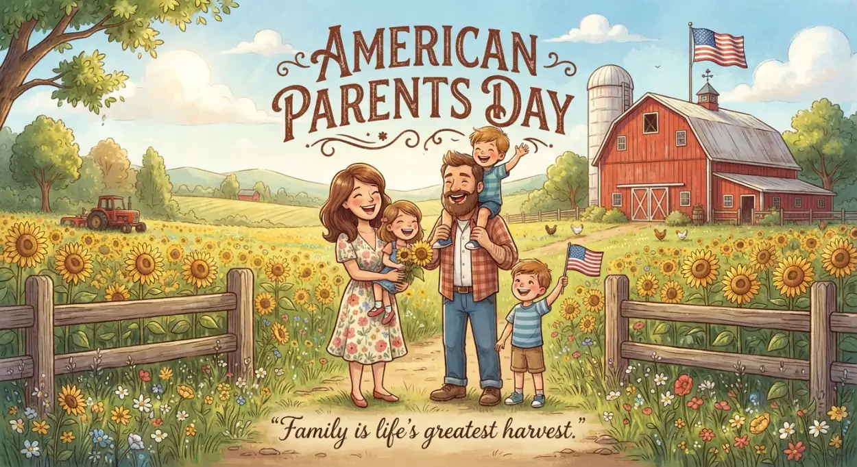 Free Download Happy Parents Day Vintage American Illustration - High Quality American Parents Day 2026 Image