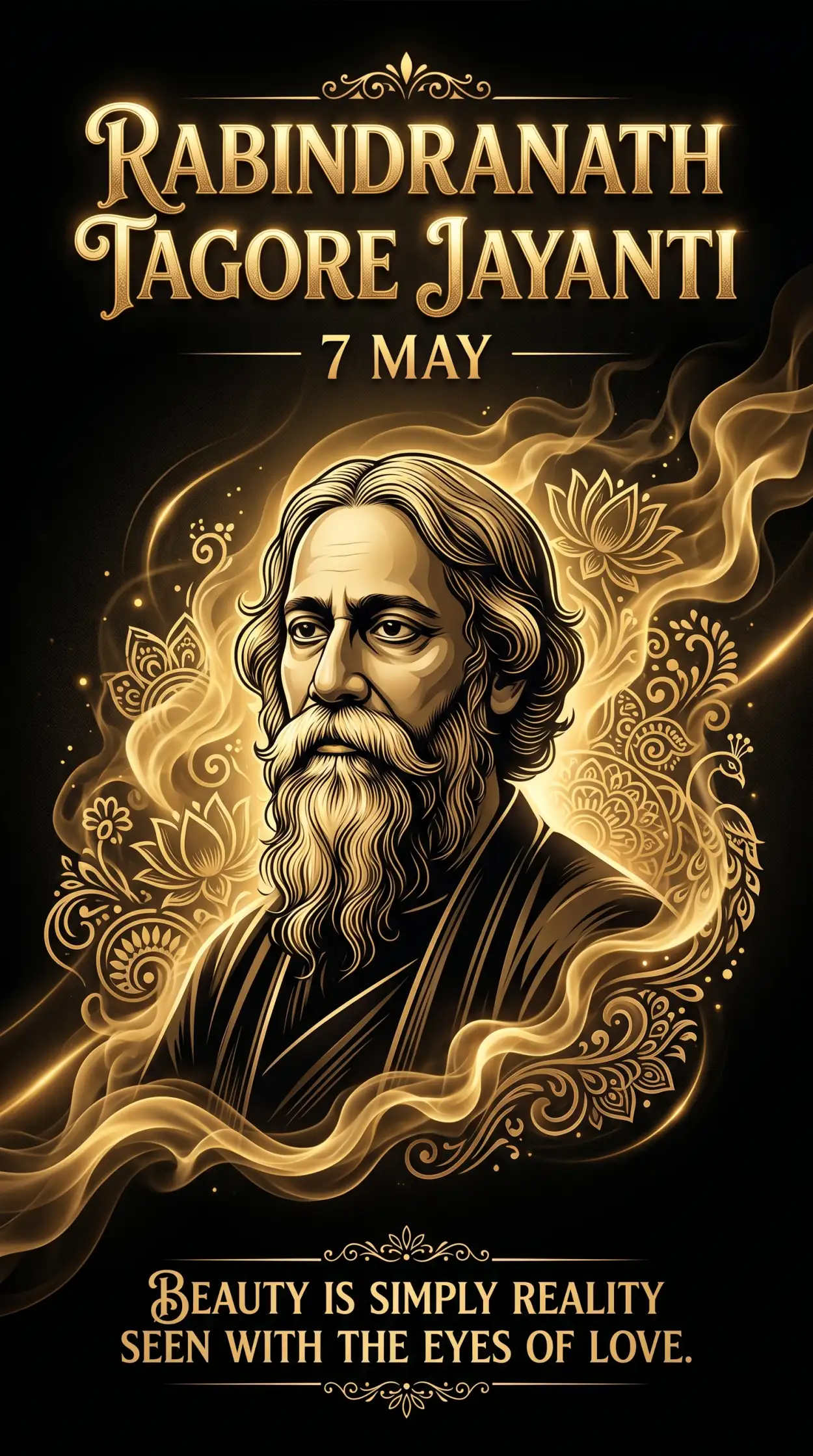 Free Download Happy Rabindranath Tagore Jayanti Elegant Poster - High Quality Rabindranath Tagore Jayanti Image