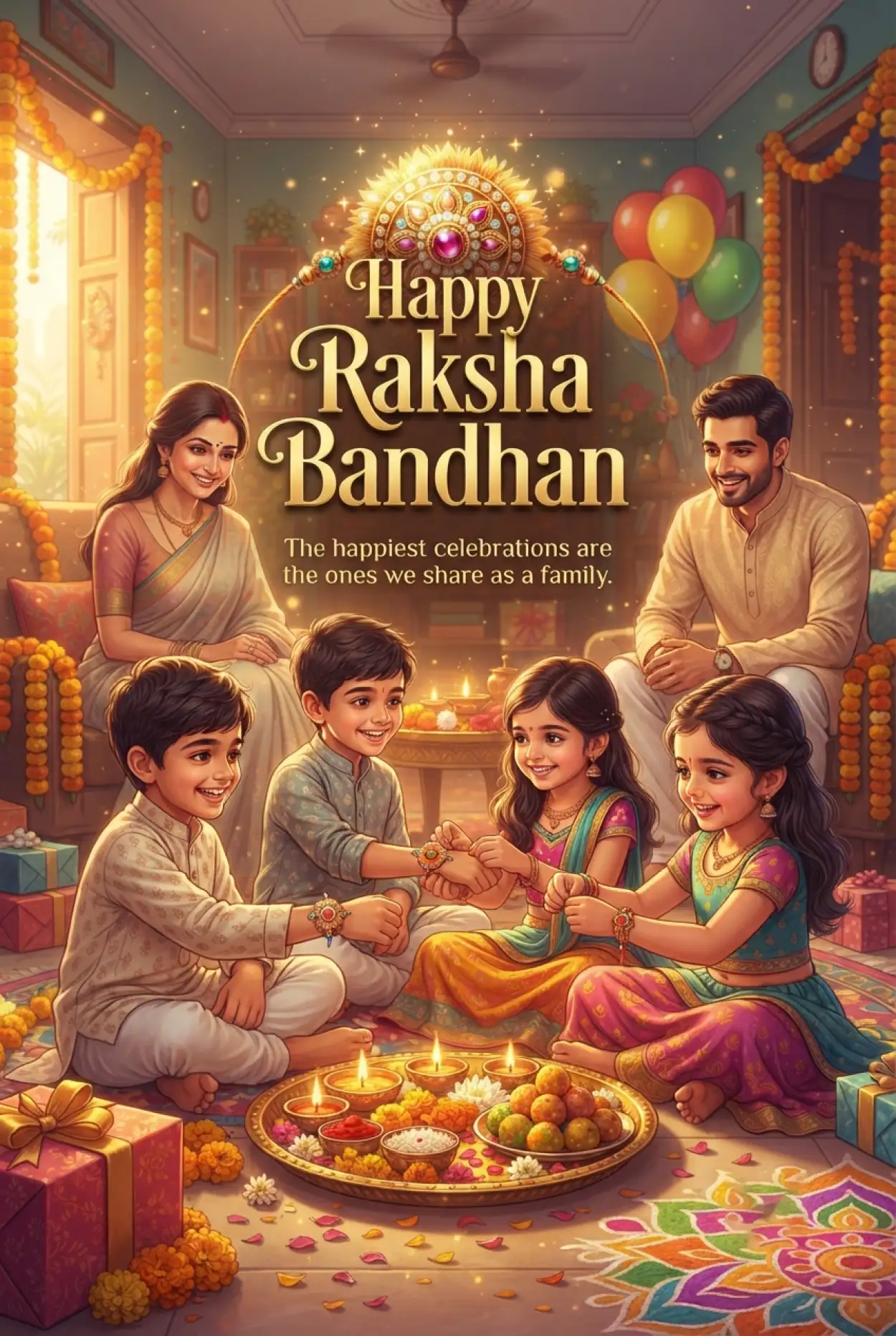 Free Download Happy Rakhi 2026 Social Media Post With Siblings - High Quality Happy Raksha Bandhan Wishes 2026 Image