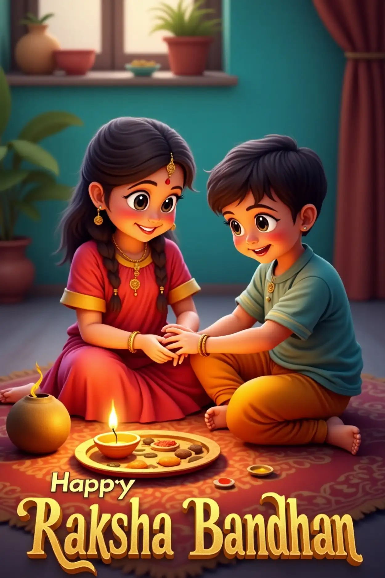 Free Download Happy Rakhi Lines For Small Sister - High Quality Happy Raksha Bandhan Wishes For Children Background