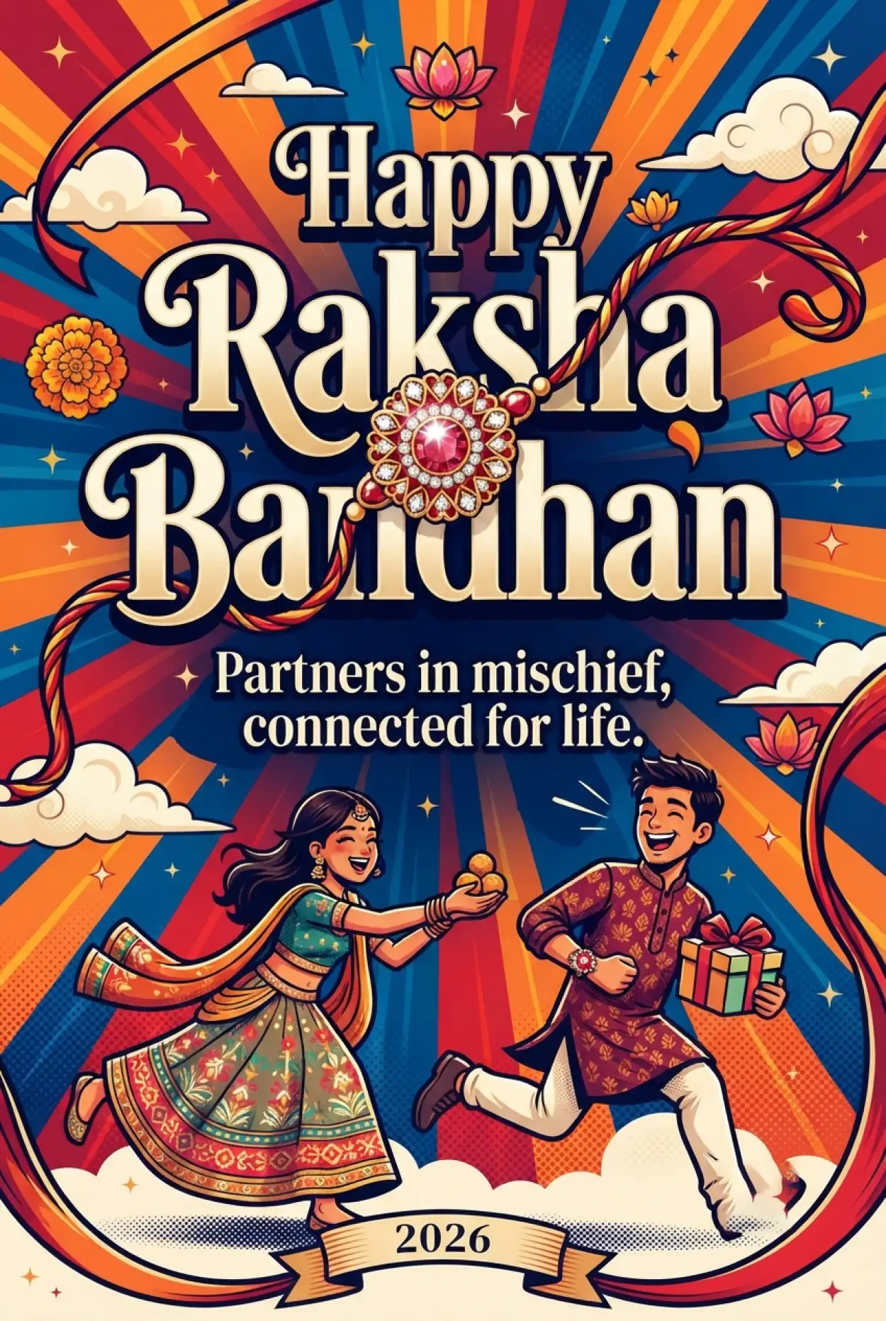 Free Download Happy Rakhi Wishes 2026 With Quotes - High Quality Happy Rakhi Wishes 2026 Image