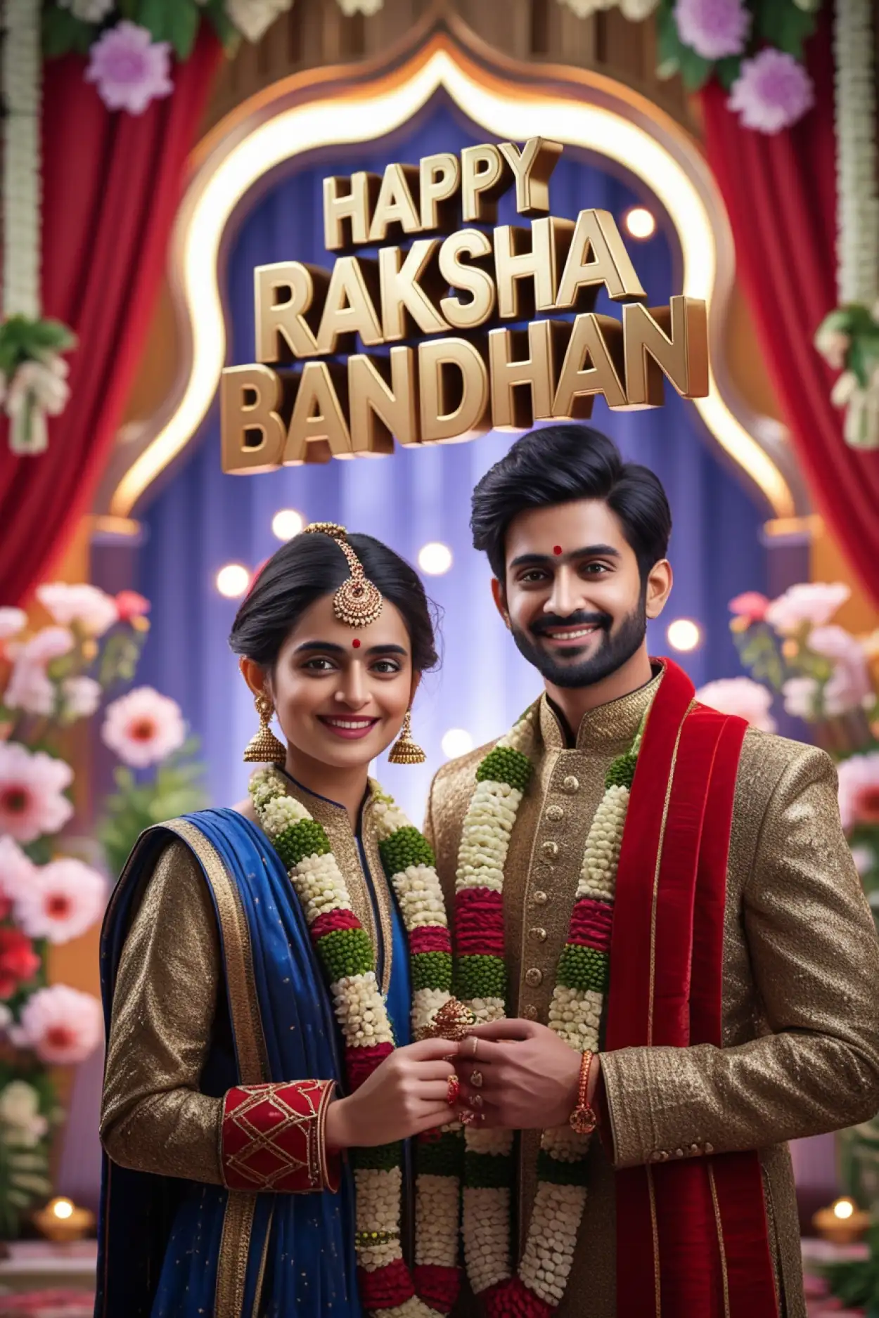 happy raksha bandhan 3d text wallpaper