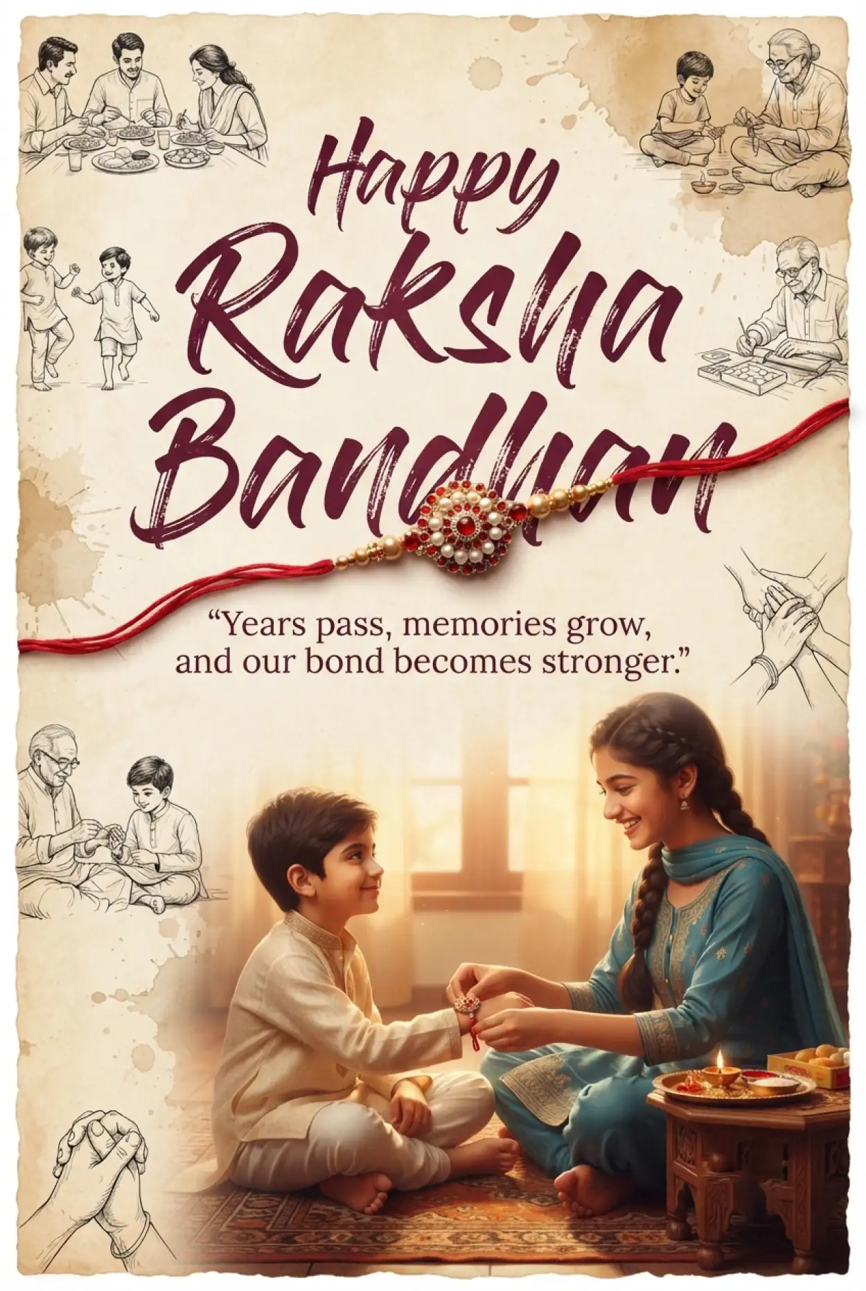 Free Download Happy Raksha Bandhan Greetings For Childhood Memories - High Quality Happy Raksha Bandhan Greetings Image