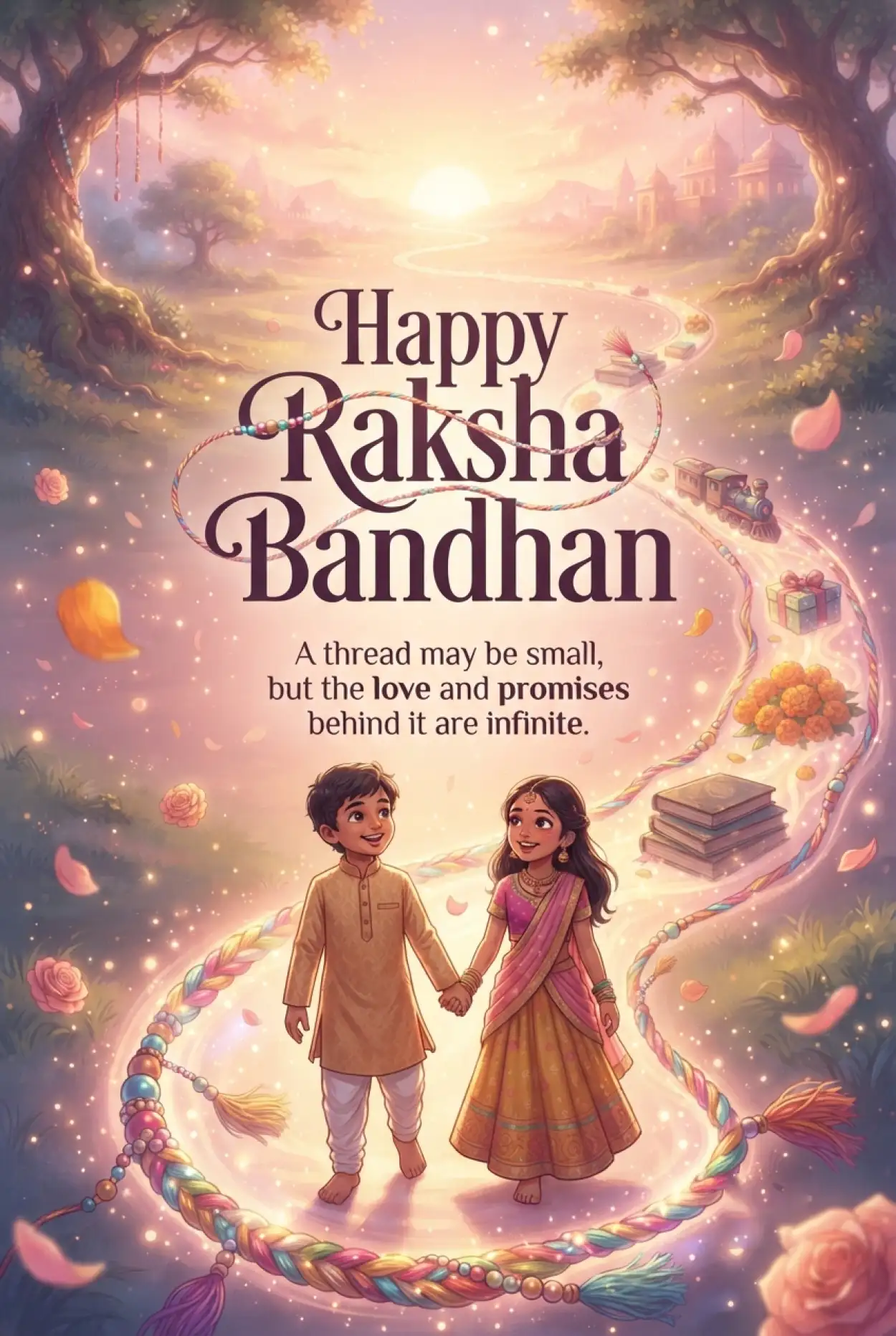 Free Download Happy Raksha Bandhan Messages Full Of Love For Kids - High Quality Happy Raksha Bandhan Wishes For Children Image