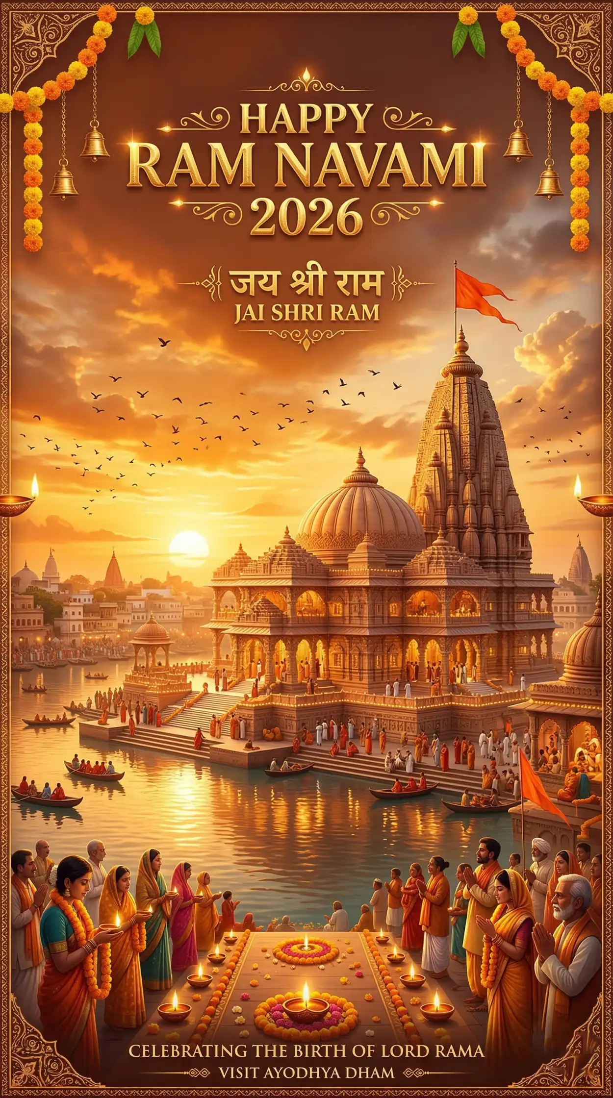 happy ram navami 2026 ayodhya ram mandir wallpaper