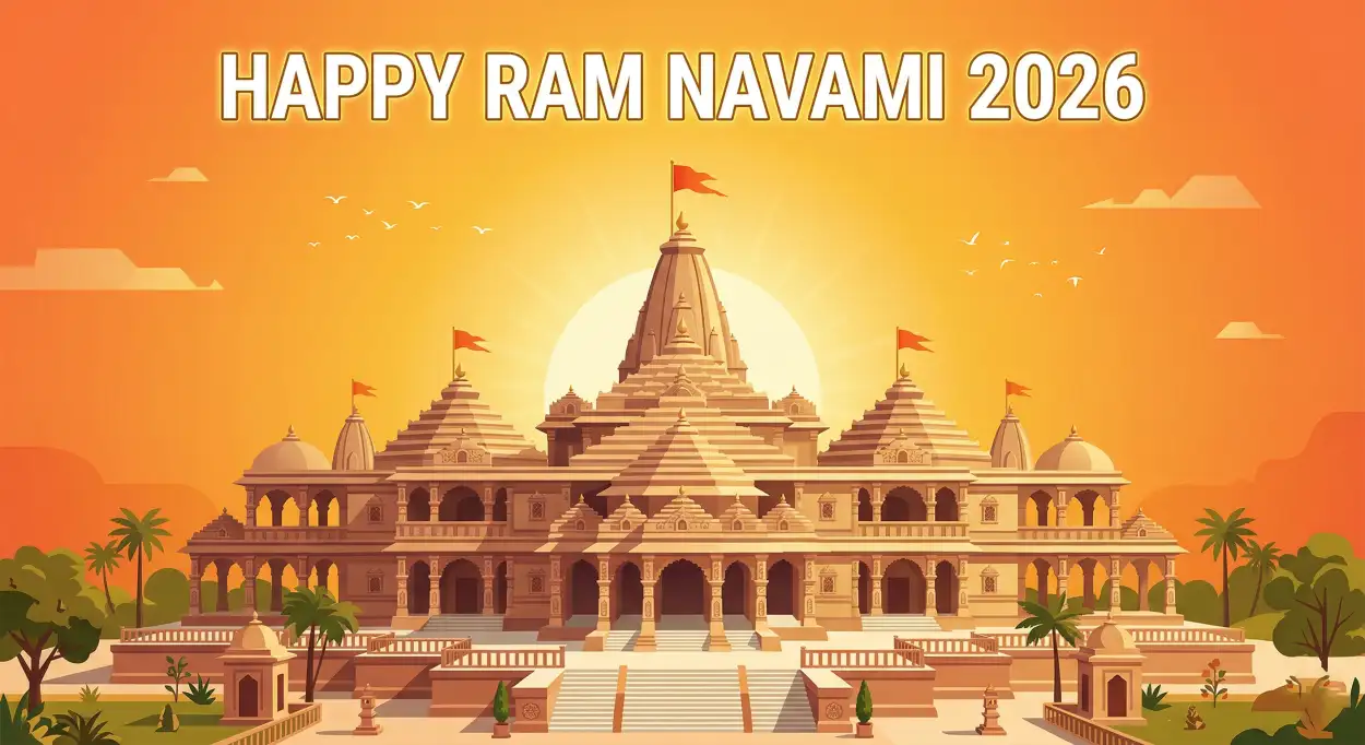Free Download Happy Ram Navami 2026 Festival Images With Ram Temple - High Quality Happy Ram Navami 2026 Image
