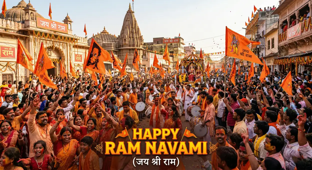 Free Download Happy Ram Navami Images With Saffron Theme - High Quality Happy Ram Navami Image