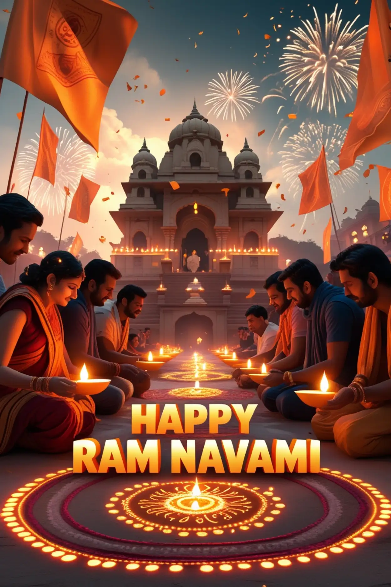 happy ram navami wishes with ram mandir