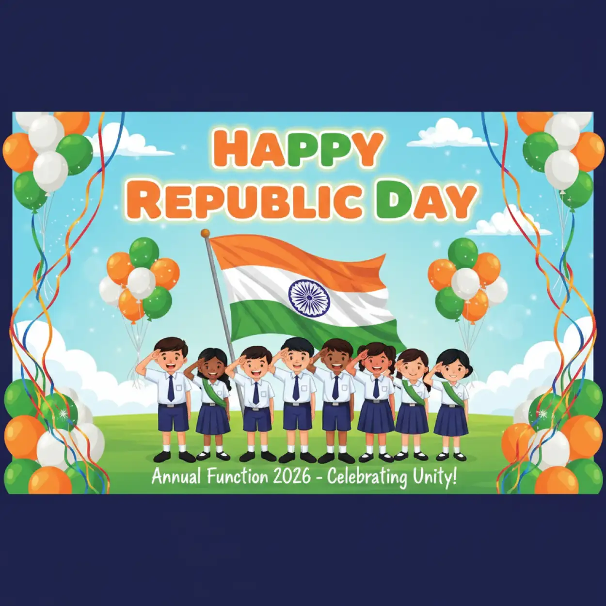happy republic day banner design for school function 26 january