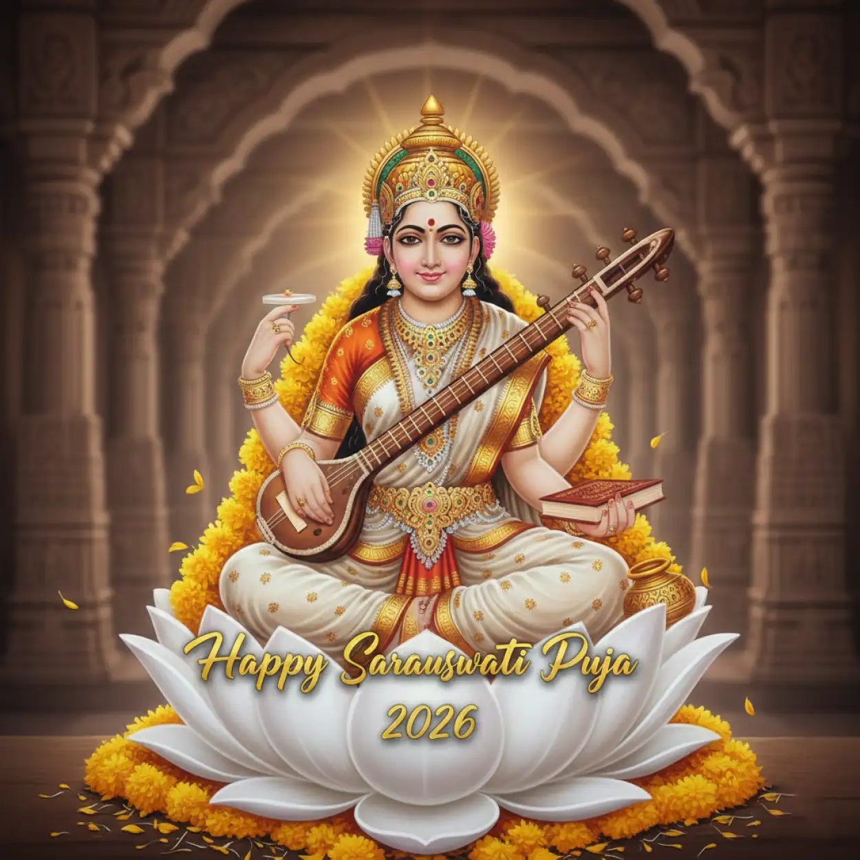 happy saraswati puja 2026 goddess saraswati image