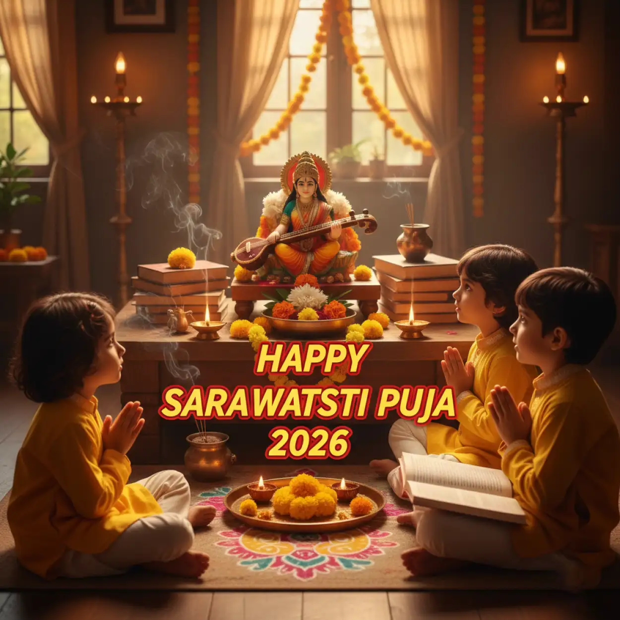 happy saraswati puja 2026 images