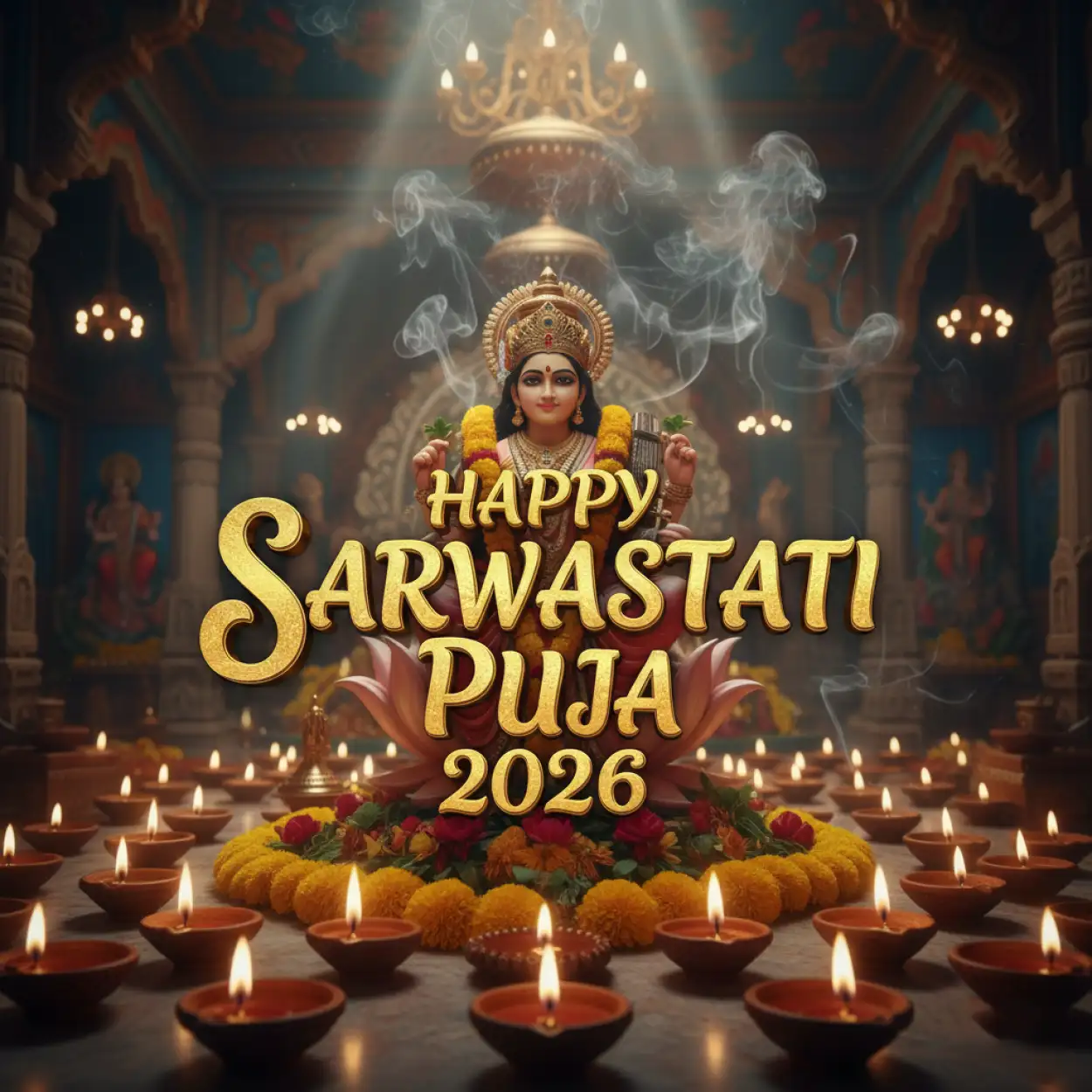 happy saraswati puja 2026 poster