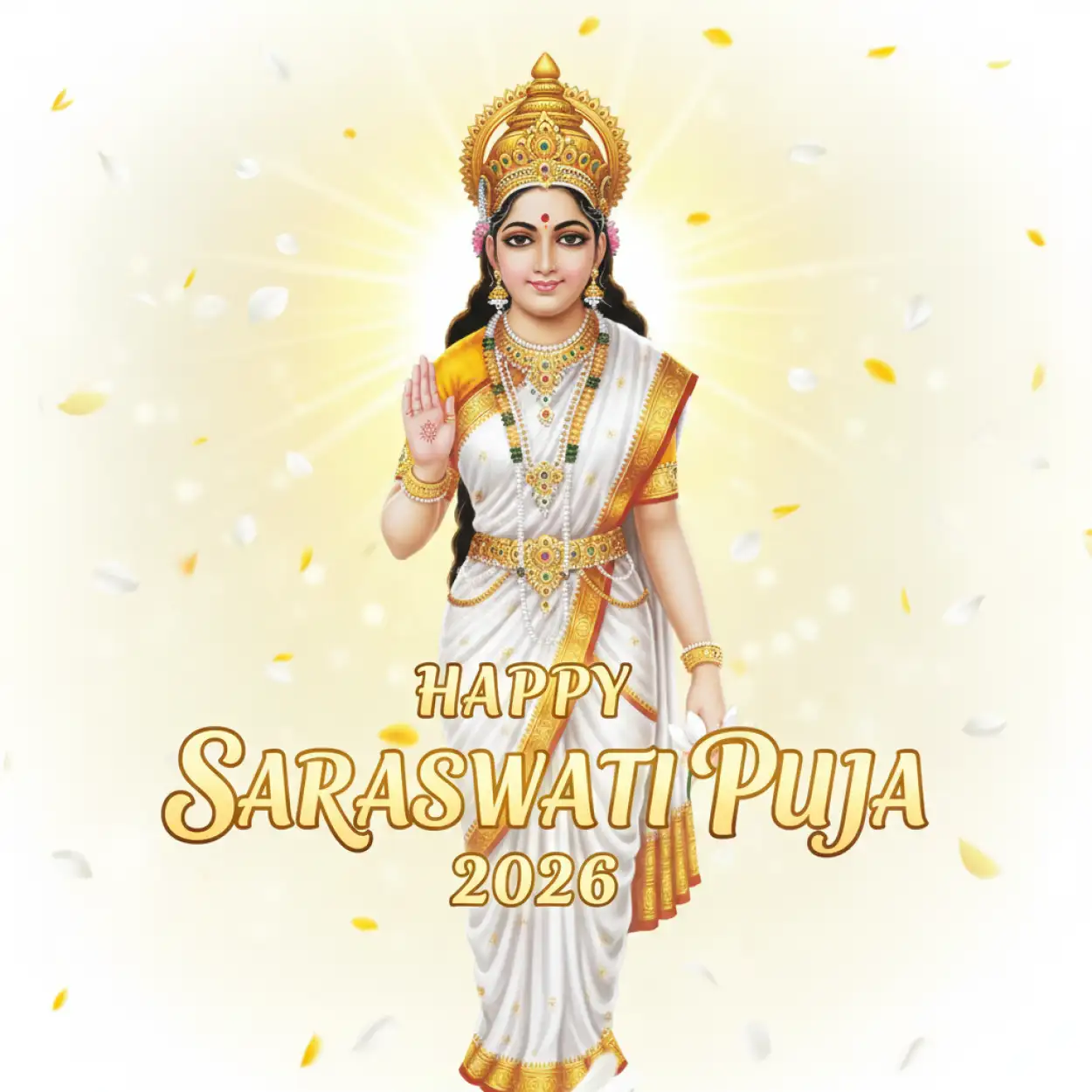 happy saraswati puja 2026 royalty free banner