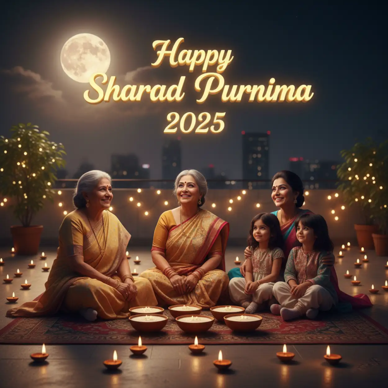 Happy Sharad Purnima 2025 images with kheer bowl