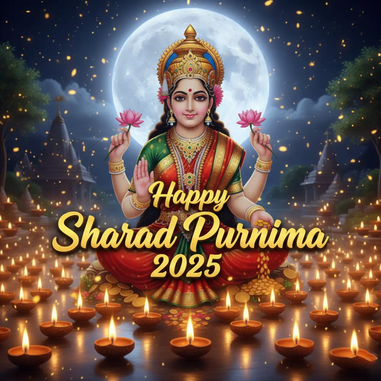 Free Download Happy Sharad Purnima 2025 Wishes With Diyas - High Quality Happy Sharad Purnima 2025 Background