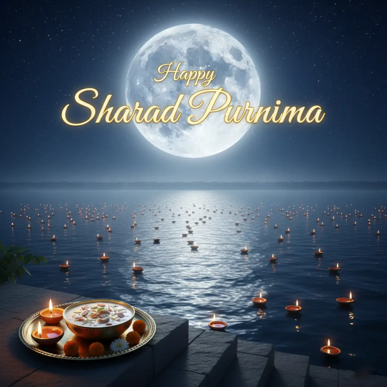 Happy Sharad Purnima Full Moon PNG