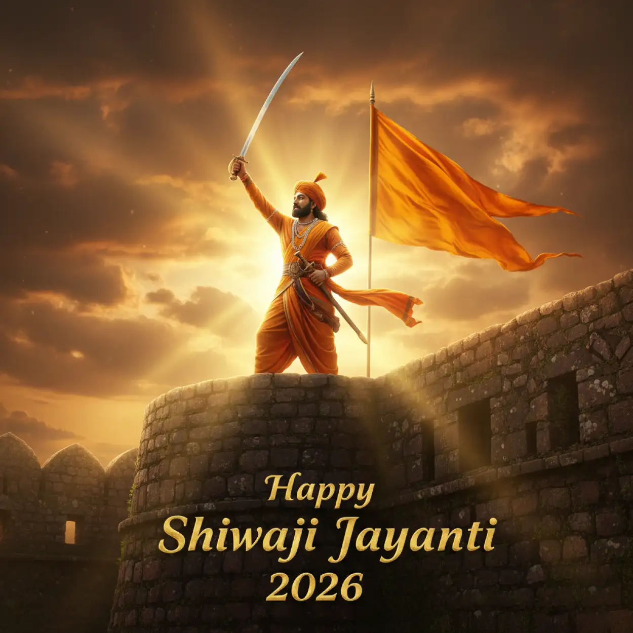 Free Download Happy Shivaji Jayanti 2026 Printable Banner - High Quality Happy Shivaji Jayanti 2026 Background
